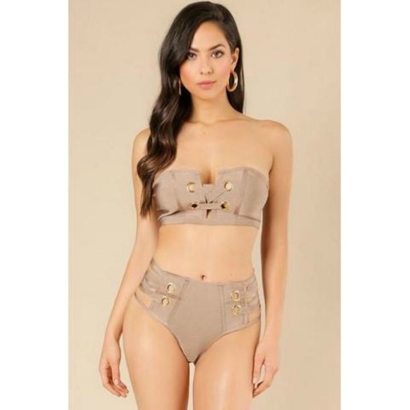 Wow Couture Other - Lace-Up Eyelet Almond Bandage Bikini
